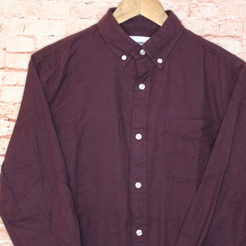 Sonoma | Mens Burgundy Woven Flex Button Up